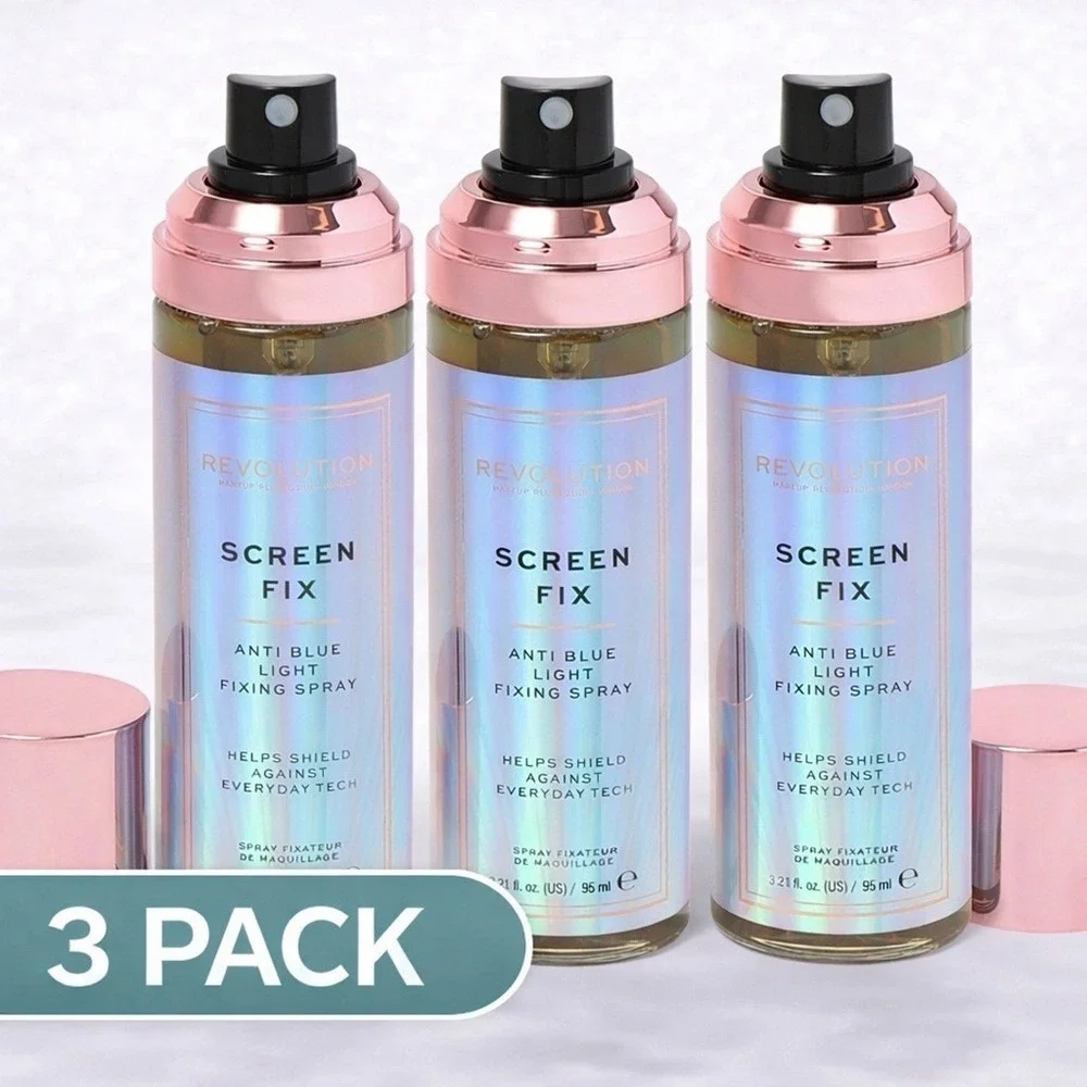 Revolution Screen Fix Anti Blue Light Fixing Spray 3-Pack 3.21 Oz Matte Clear